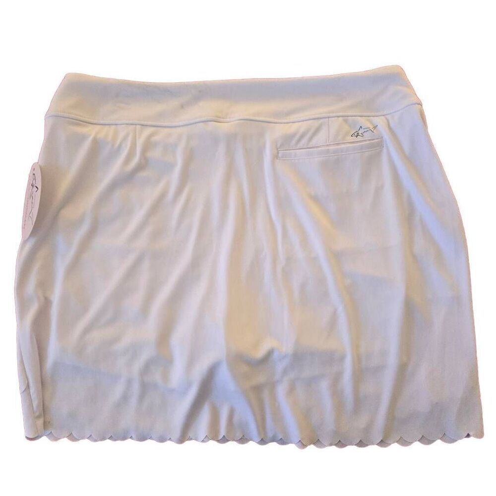 NEW Greg Norman Womens Golf Essentials White Scalloped Skort Large